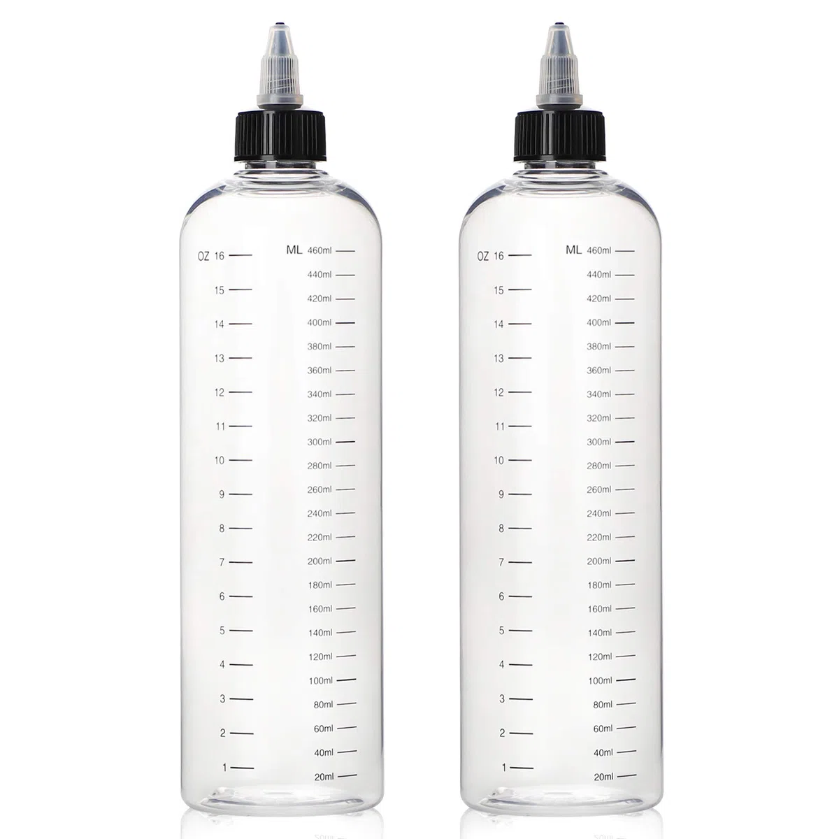 Segbeauty 2 bottiglie 500ml Bottiglia di colore per capelli con scala di misurazione graduata, Strumento di tintura riutilizzabile in plastica con punta a torsione per salone