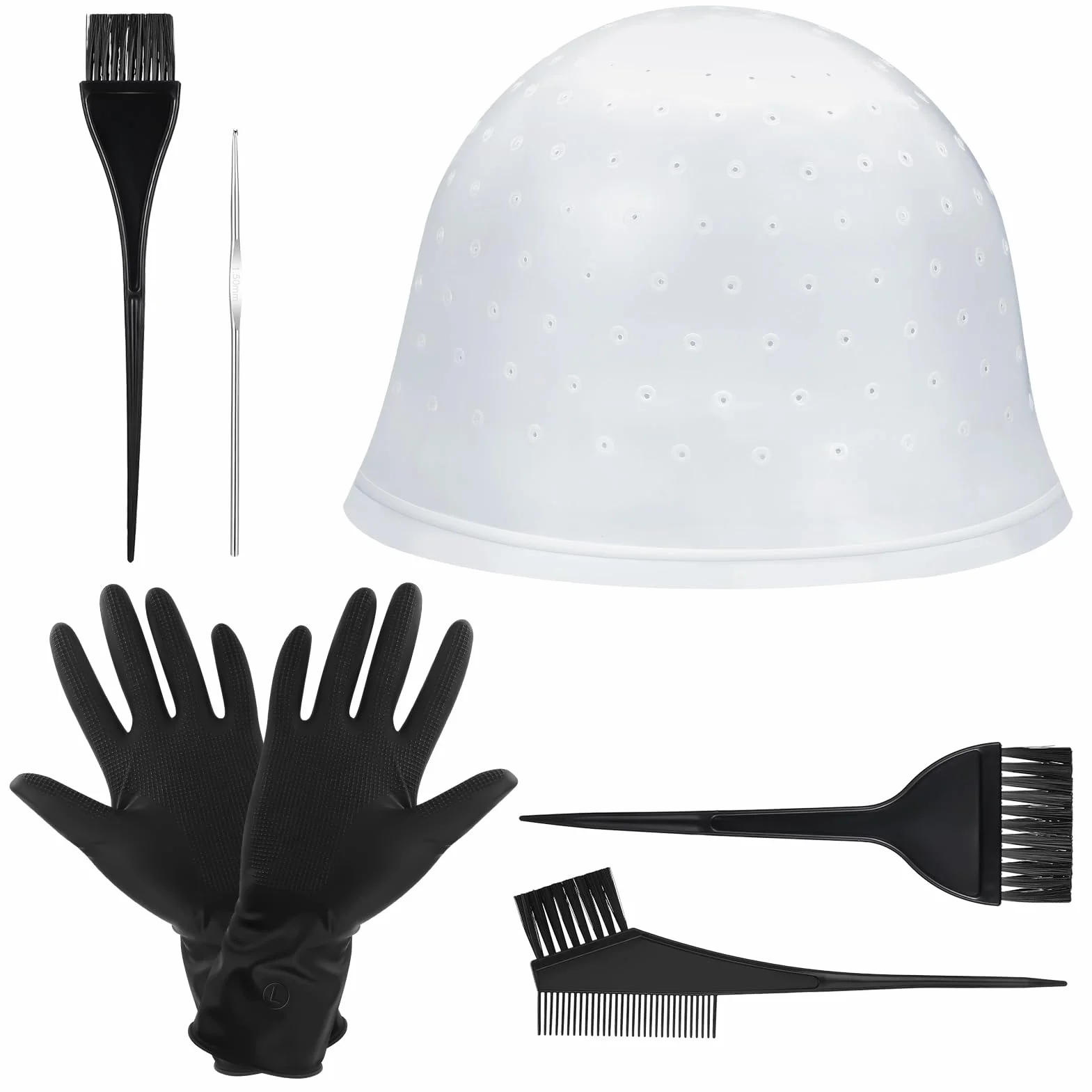 Set di 7 cappe per capelli preforate, in silicone con fori, per colorare i capelli, accessori per la tintura dei capelli, per donne e ragazze