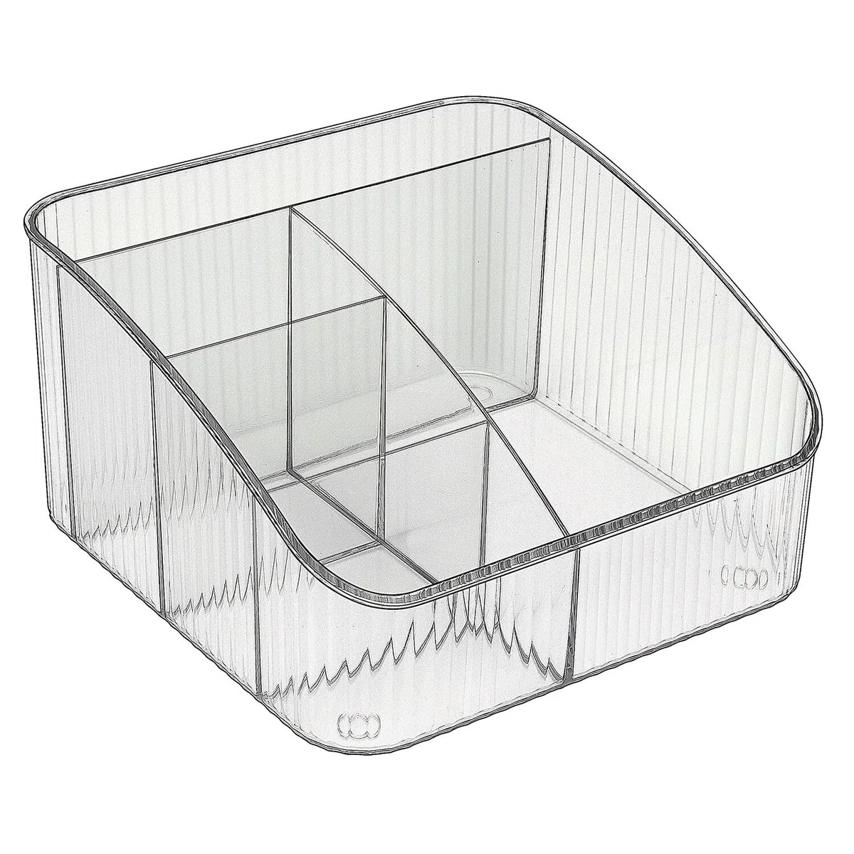 JessLab Trucco Organizzatore, PET Cura della Pelle Organizzatore con 5 Compartimenti Cosmetici Stoccaggio Trucco per Scrivania Armadio Bagno Vanità Piano di Lavoro, Trasparente