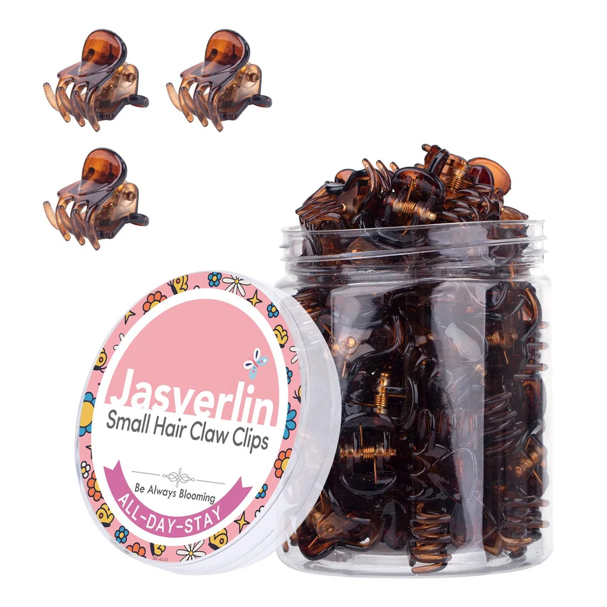 JASVERLIN Piccoli fermagli per capelli, accessori per capelli corti sottili e fini per donne e ragazze, Mini clip a forma di artiglio, mascella in plastica a presa rapida 50 pezzi (marrone scuro)