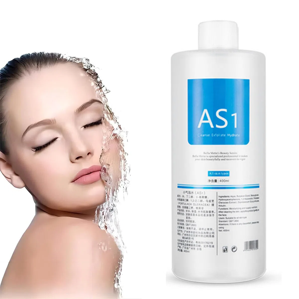 Aqua Peeling Solution AS1, Cura della Pelle Soluzione per la Bellezza del Viso, Peeling Solution Salon Professionale Dermoabrasione Facciale Soluzioni Speciali per Macchina Idrofacciale