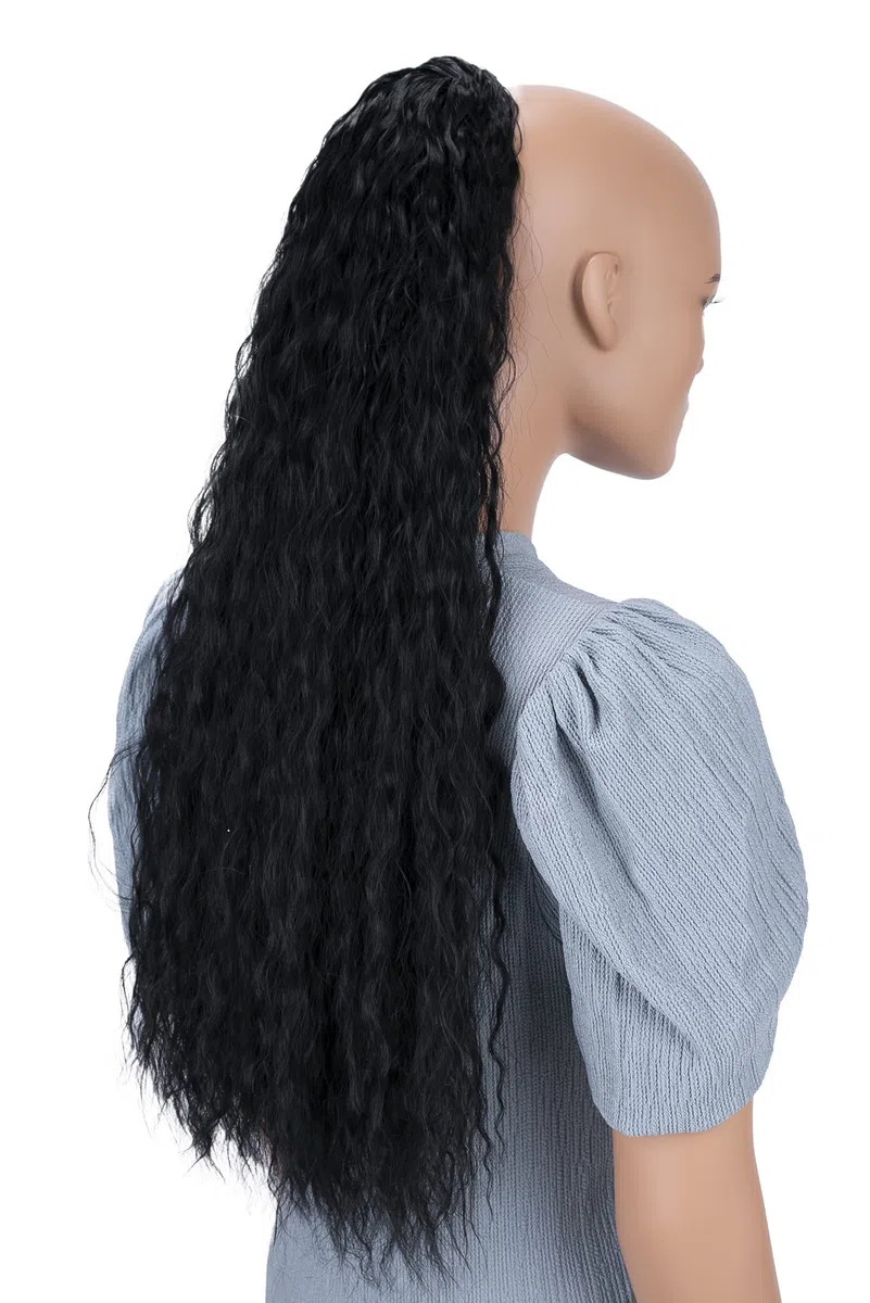 CAISHA 65cm Coda Capelli Hannah Con Chiusura Autoadesiva Capelli Extensions Finta Ondulato Nero HCW101