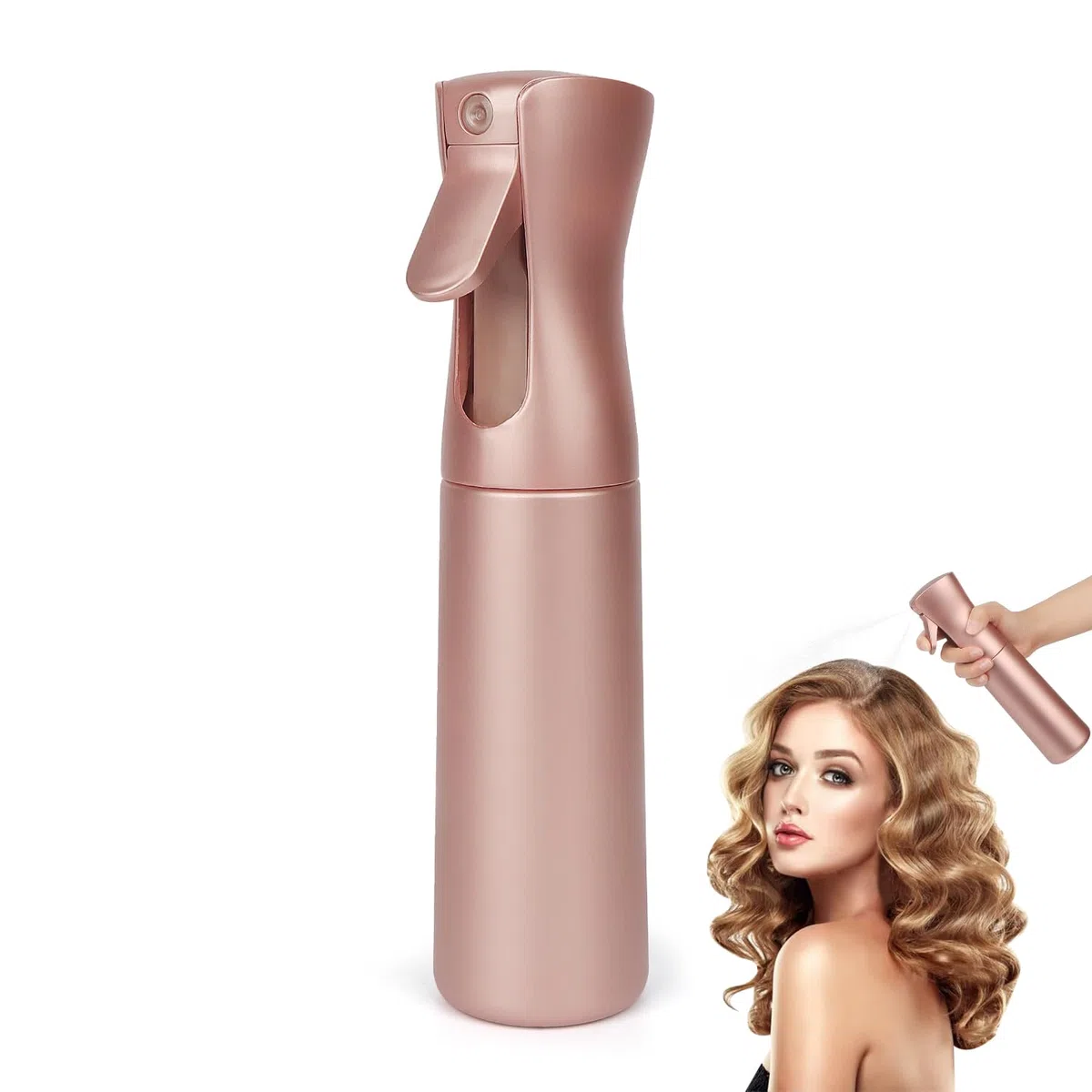 OWill 300 ml Spruzzino Acqua, Spray Bottle Riutilizzabili, Spray Acqua per Capelli, Pulizia, Capelli Ricci, Piante (Oro Rosa)