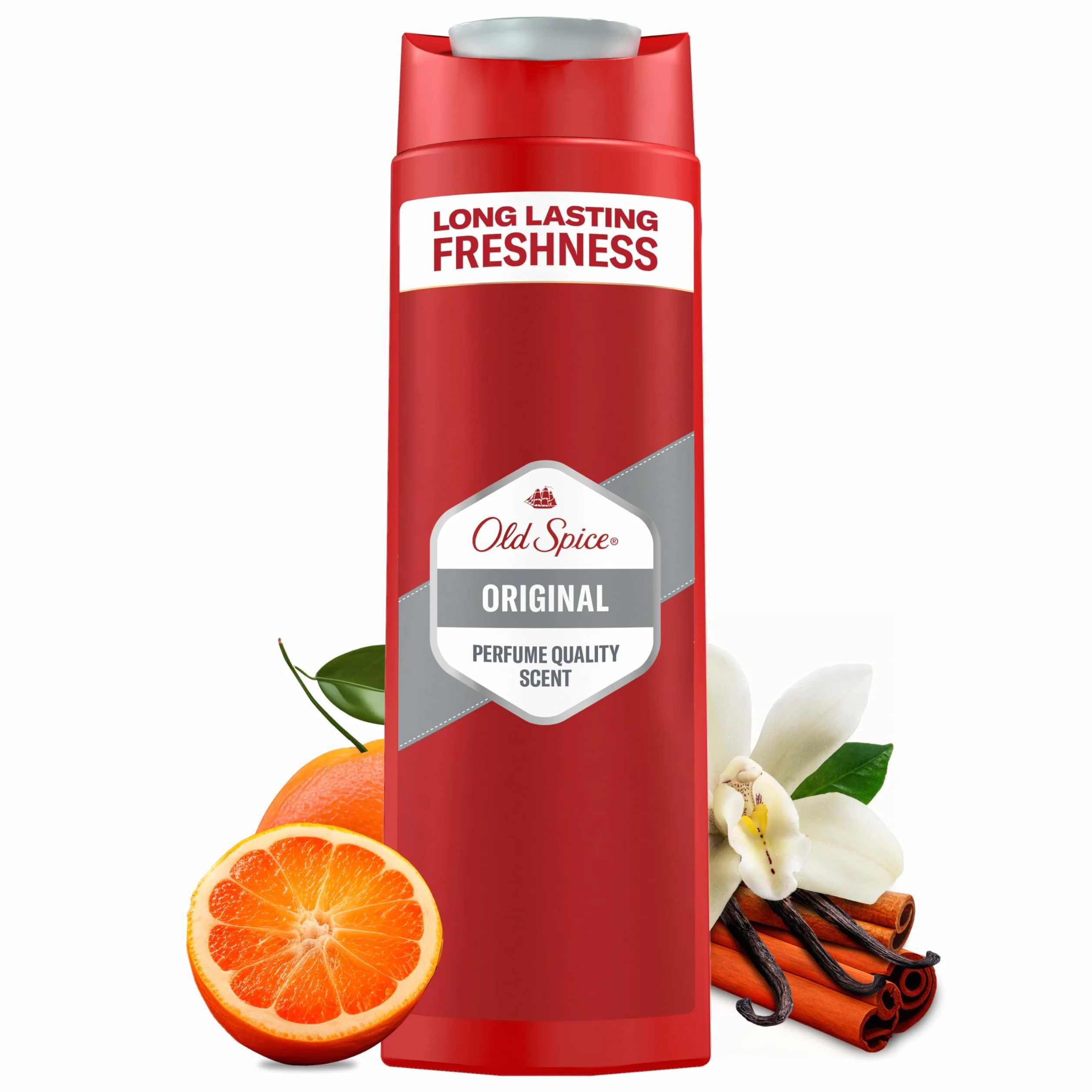 Old Spice Oasis 3 in 1 Shampoo multiuso per capelli, viso e corpo, 400 ml, freschezza di lunga durata, profumo di qualità, pulizia profonda