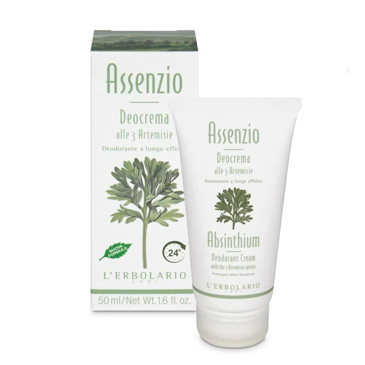 L'Erbolario Deocrema Assenzio - Deodorante Crema con Fragranza Fresca ed Erbacea - con Ingredienti di Derivazione Naturale - per Lui e per Lei - 50ml