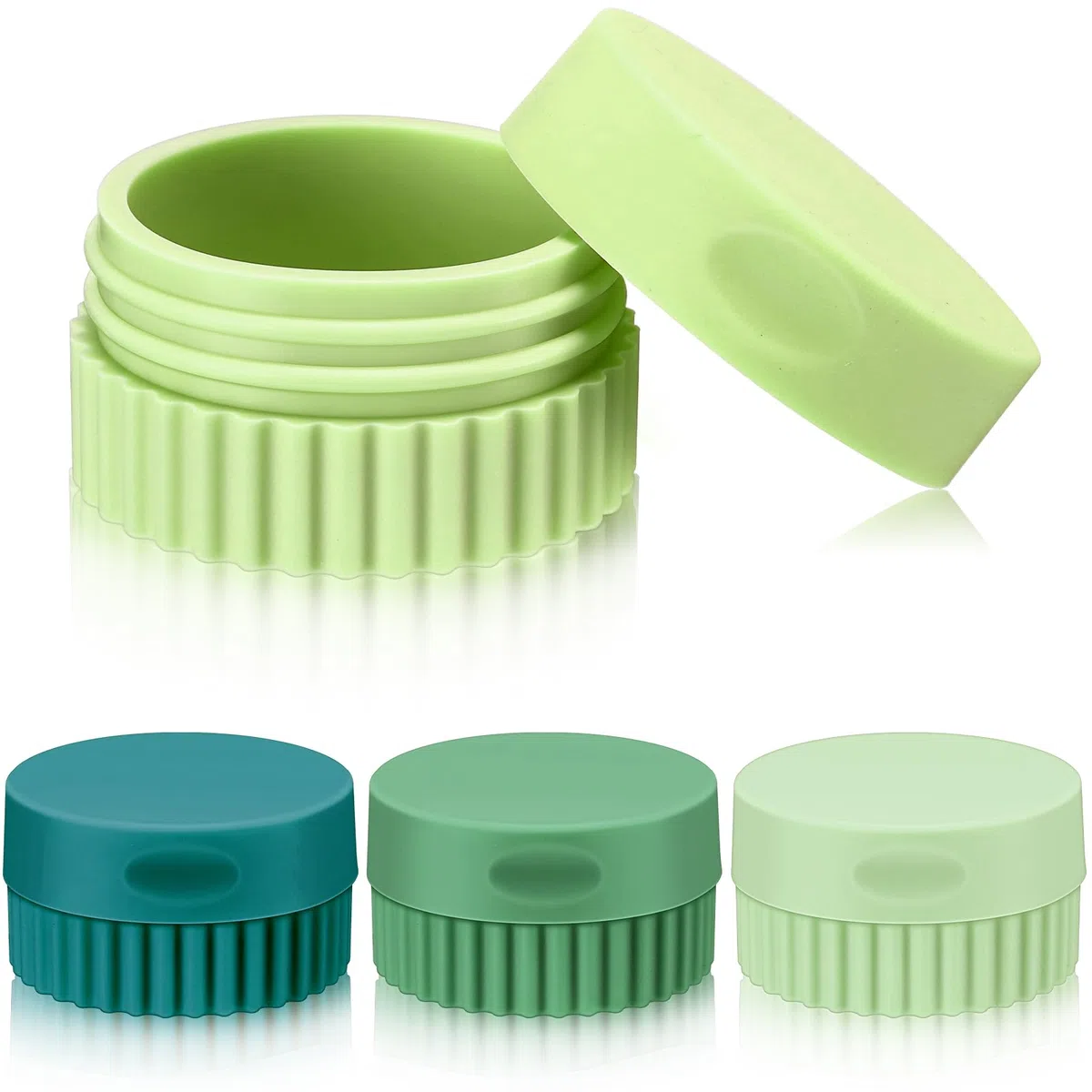 4 Pezzi Contenitori da Viaggio per Articoli da Toeletta Piccoli Vasetti di Crema in Silicone 0,68 Once A Prova di Perdita Contenitori da Viaggio con Coperchio(Colore Verde)